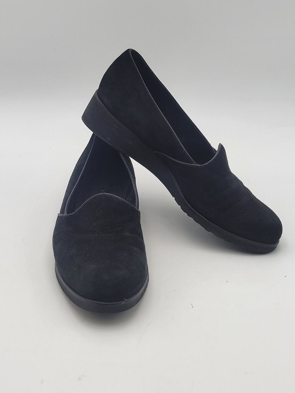 Cole Haan Black Suede Slip-on Loafers Sz 7 B Made In Brazil Vtg